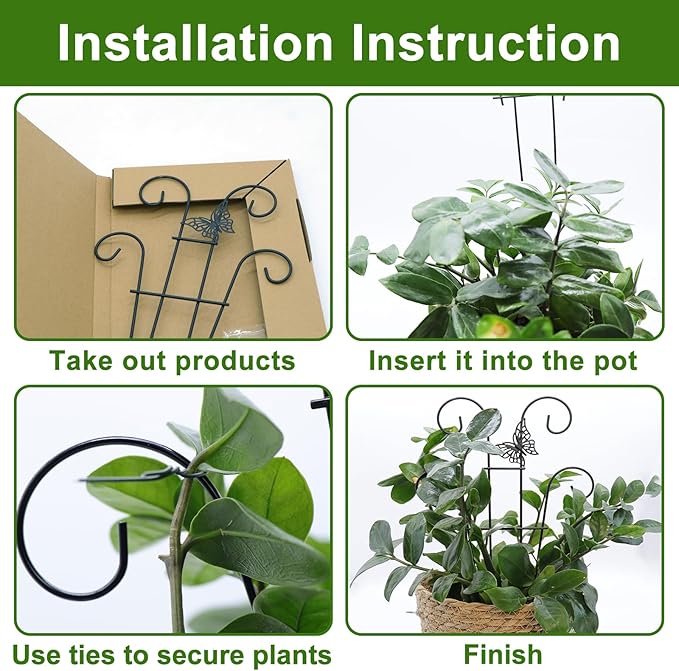 Coomin 14.5 Butterfly Indoor Plant Trellis for Potted Plants, Small Metal House Plant Trellis for Climbing Plants, Climber Plant Support for Hoya Pothos Ivy, 2p COOMIN