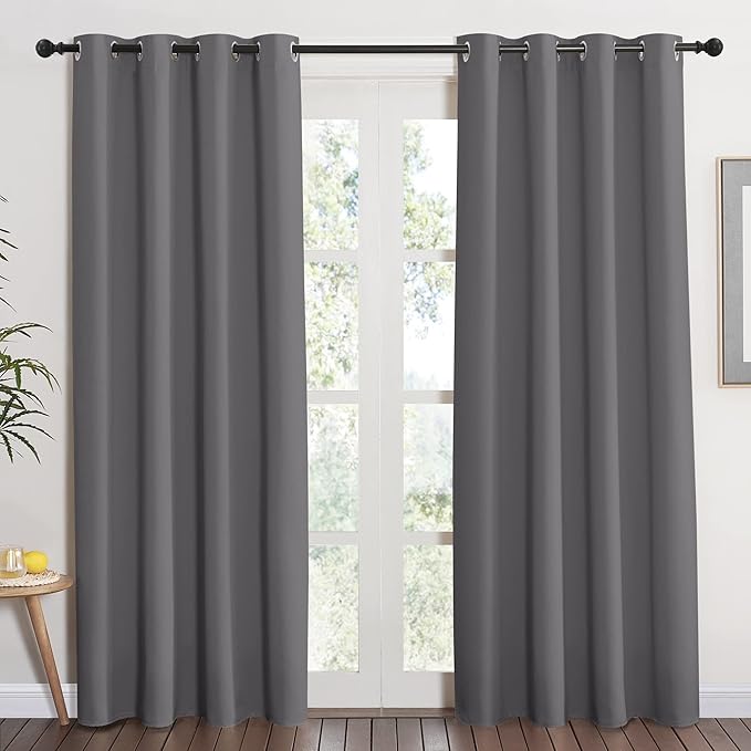 NICETOWN Grey Blackout Curtain 84 inches Long for Bedroom - Thermal Insulated Window Treatment with Grommet Room Darkening Thermal Insulated Panel for Living Room, W52 x L84, 1 Panel NICETOWN