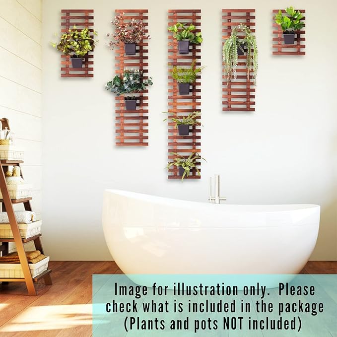 ShopLaLa Wall Planter – 3 Pack Wooden Hanging Planter for Indoor Plants, Air Plant Succulent Holder, Live Vertical Garden Large Wall Mounted Plant Stand Decor for Christmas 15.7 + 23.6 + 35.4 Inch ShopLaLa
