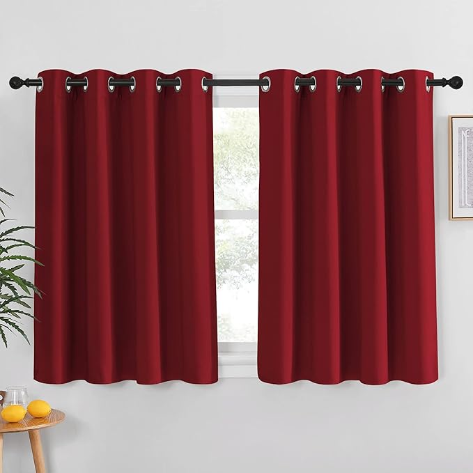 NICETOWN Burgundy Blackout Curtain Grommet - Thermal Insulated Solid Grommet Blackout Curtain/Panel/Drape for Living Room (1-Pack, 52 by 45-inch, Burgundy Red) NICETOWN