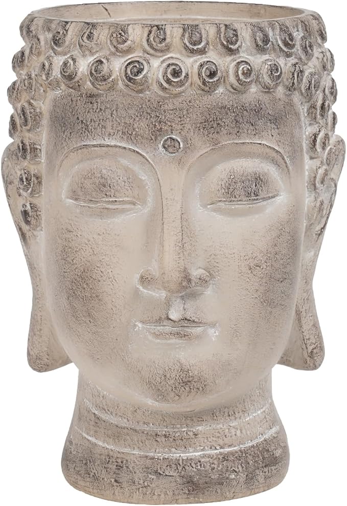 Buddha - Face Flower Pot - Head Planters - Garden Statue - Cactus Succulents Planter Pot Indoor Outdoor Planter with Drainage Hole Unique Garden Farmhouse Decor 6.25*6.5*8.25 Inch Newman House Studio NewmanHouseStudioLLC