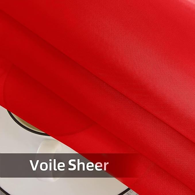 SpaceDresser Waterproof Outdoor Sheer Curtains for Patio - 4 Panels Rod Pocket Indoor Voile Sheer Curtain for Living Room,52W x 120L inch,Red SpaceDresser