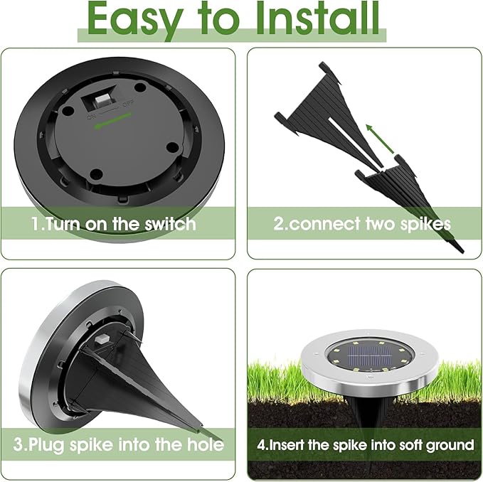 INCX 4.6 inch Solar Lights Outdoor Waterproof, 16 Pack Solar Light for Outside, Garden Lights Landscape Lighting for Patio Pathway Lawn Yard Deck Driveway Walkway, Cold White INCX