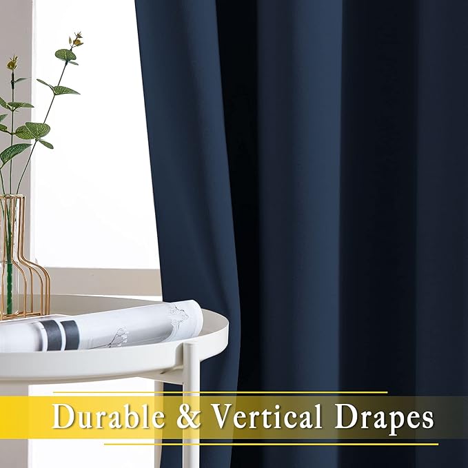 NICETOWN Bedroom Window Blackout Curtain Panel - Thermal Insulated Blackout Drape/Drapery for Loft, Guestroom (Navy, 1 Panel, 80 x 84 inch) NICETOWN