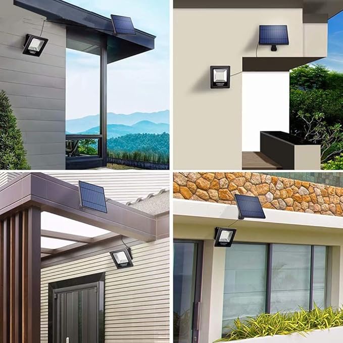 Solar Flood Lights Outdoor with 16FT Cable Dusk to Dawn 4400mAh LED Solar Spot Light Waterproof 3000K for Outside, Porch, Barn, Flag Pole, Warm White 2 Pack OusamLED
