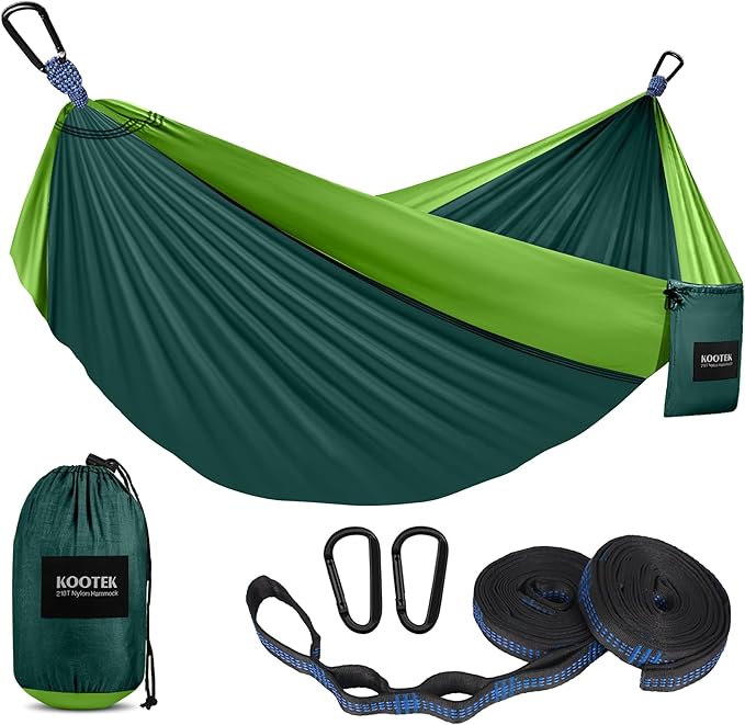 Kootek Camping Hammock, Portable Hammocks with Tree Straps & Attached Carry Bag, Camping Essentials Gear, Perfect for Outside Indoor Hiking Beach Backpack Travel Kootek