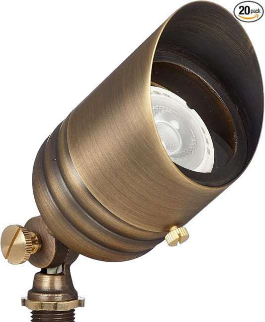 VOLT 20-Pack 12V Fat Boy Solid Brass Outdoor Spotlights (Bronze) for Low Voltage Landscape Lighting of Yard, Lawn, Garden, Patio, Trees & House VOLT