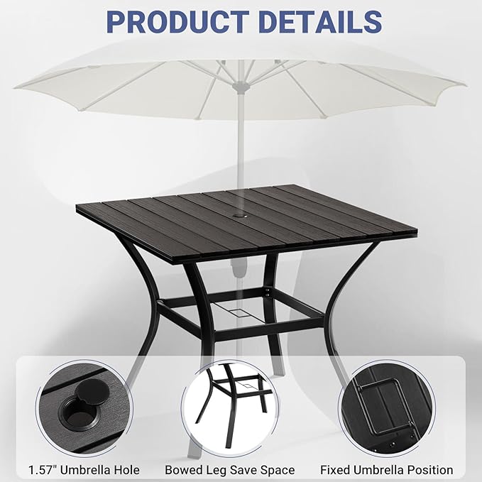 LEVELEVE 5 Piece Outdoor Patio Dining Set with 4 Swivel Dining Chairs & 1 Large Round Dining Table,Bistro Furniture Set for Lawn, Garden, Deck, Backyard and Porch Enjoyyourlife