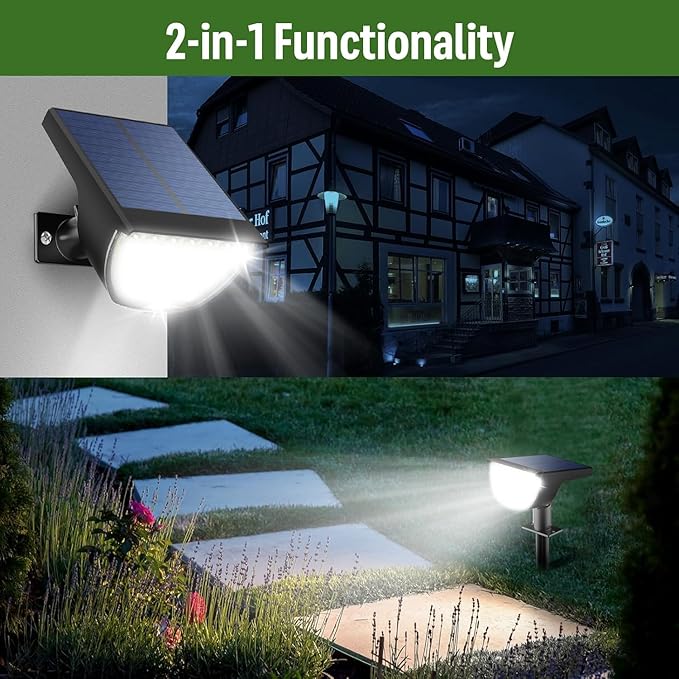 Solar Lights Outdoor Waterproof IP65, Solar Powered 76 LED 3 Lighting Modes Solar Spot Lights Outdoor for Yard Garden Landscape Pathway (White, 6 Pack) GKGG