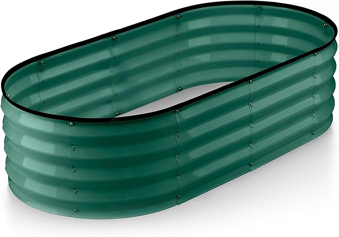 Plant & Plot Galvanized Raised Garden Beds Outdoor // 4×2×1 ft Planter Raised Beds for Gardening, Vegetables, Flowers // Large Metal Garden Box (Dark Green) // Patented Tool-Free Design PlantPlot