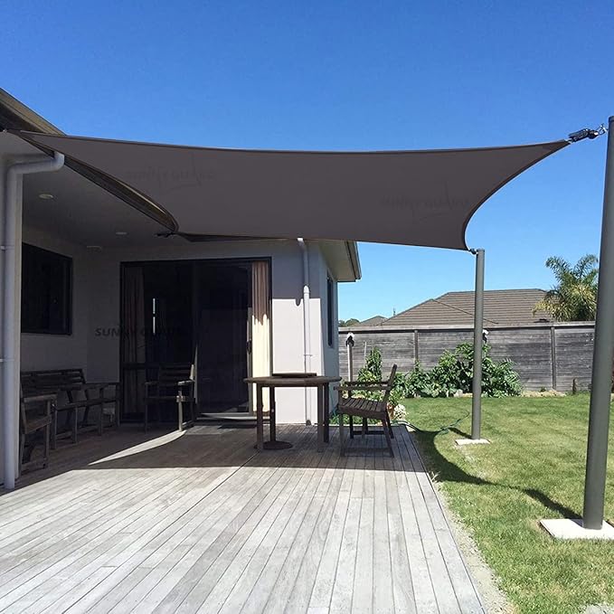 SUNNY GUARD Custom Size 16'x16' Dark Grey Sun Shade Sail Rectangle UV Block Shade for Backyard Yard Patio Deck Garden(Customized) SUNNYGUARD