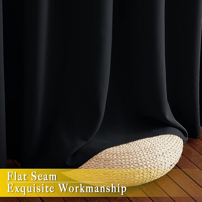 NICETOWN Blackout Curtain for Sliding Door, Patio Door Curtains, Thermal Insulated Wide Drapes/Draperies for Bedroom (Black, 80 by 84 inches) NICETOWN