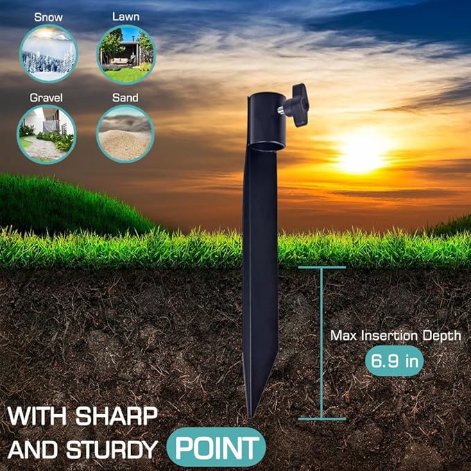 Outdoor Metal Stakes for Ground, Garden Stakes for Lights,Used for Replacement Metal Ground Spike in Live Flame Torches and Solar Lights-6.7 Inch (Black 12 Pack) Rootora