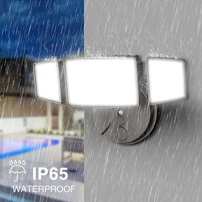 Onforu 2 Pack 75W Flood Lights Outdoor, 7000LM LED Floodlights Switch Controlled, IP65 Waterproof Exterior Lighting Fixture with 3 Adjustable Heads, 6500K Security Light for Eave Garage Yard Onforu