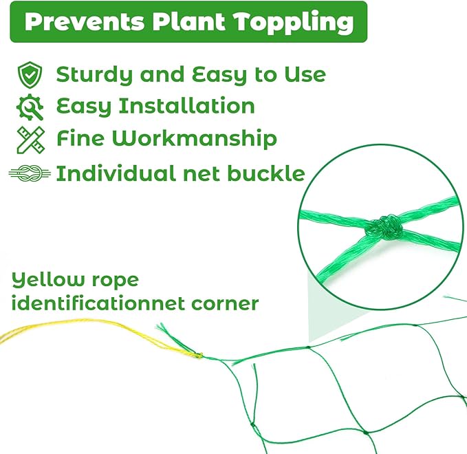 DECYOOL 2 Pieces Trellis Netting for Climbing Plants, Garden Trellis Netting Plant Support Net 1.8 x 5 m Heavy Duty Nylon Climbing Vine Net for Outdoor Vegetables DECYOOL