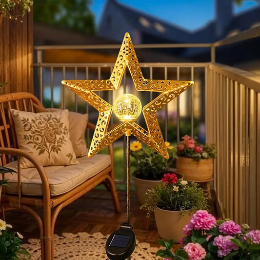 Star Solar Lights Garden Outdoor Decor Waterproof Metal Solar Stakes Lights for Patio Yard Walkway Lawn Patio Garden Gifts TAKEME