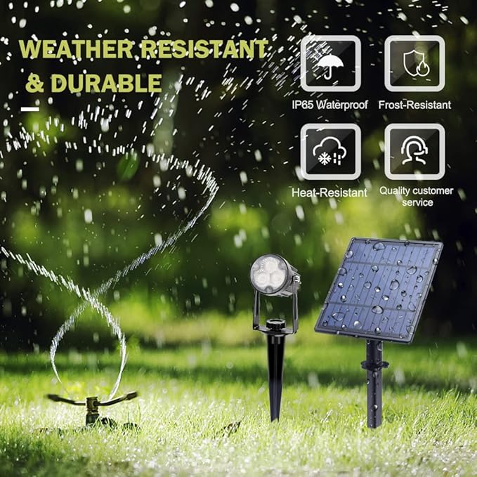 APONUO Metal Outdoor Solar Landscape Lights Solar Lights Outdoor Waterproof Solar Landscape Spotlight for Yard Landscape Lighting, Auto On/Off for Pathway,Driveway, Porch, Patio (Cool White) APONUO