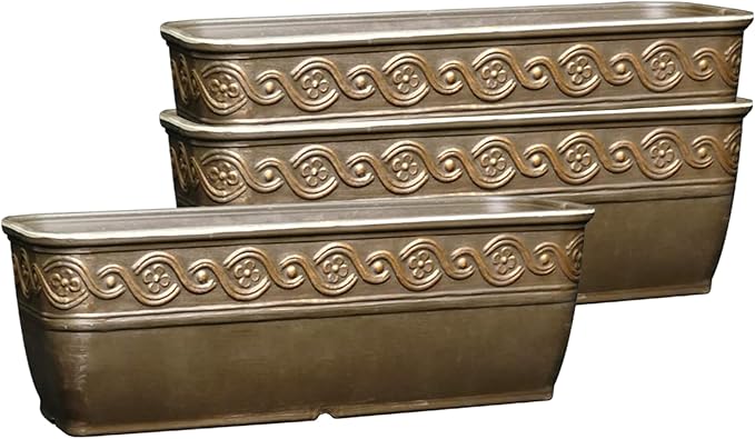 Classic Home and Garden Corinthian Trough Planter, 10", Bronze, Pack of 3 ClassicHomeandGarden