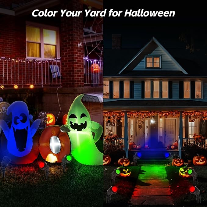 Spotlight Outdoor – 120V Plug-In, 6500K Cool White LED Landscape Lighting with RGB Purple 4 Color Lenses for Yard, Garden, Lawn & Tree Decor on Holidays&Everyday, IP67 Waterproof (2 Pack,Black) Holeva