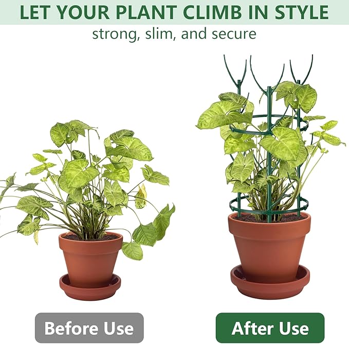 12 Pack Plant Support Stake Half Round Plant Support for Indoor Plants, Stackable 3 Tier Garden Flower Support, Plant Rings for Tomato,Monstera, Peony, Hydrangea, Climbing Plants BUYNOW