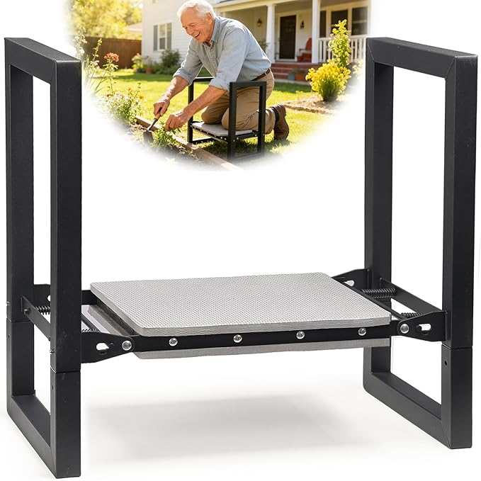 Garden Kneeler and Seat Heavy Duty - 12.7" Wide Garden Kneeling Bench Stool with Handles, Folding Knee Seat Chair Gardening Gifts for Seniors Women Men Gardeners Pain-Free Weeding Planting DIOVPLX