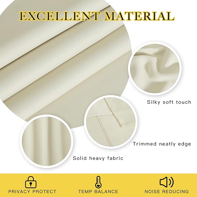 NICETOWN Blackout Patio Door Curtain Extra Wide and Long, Grommet Solid Room Darkening Window Treatment Thermal Insulated Blind for Living Room/Sliding Door, Beige, 1 Panel, W100 x L120 NICETOWN