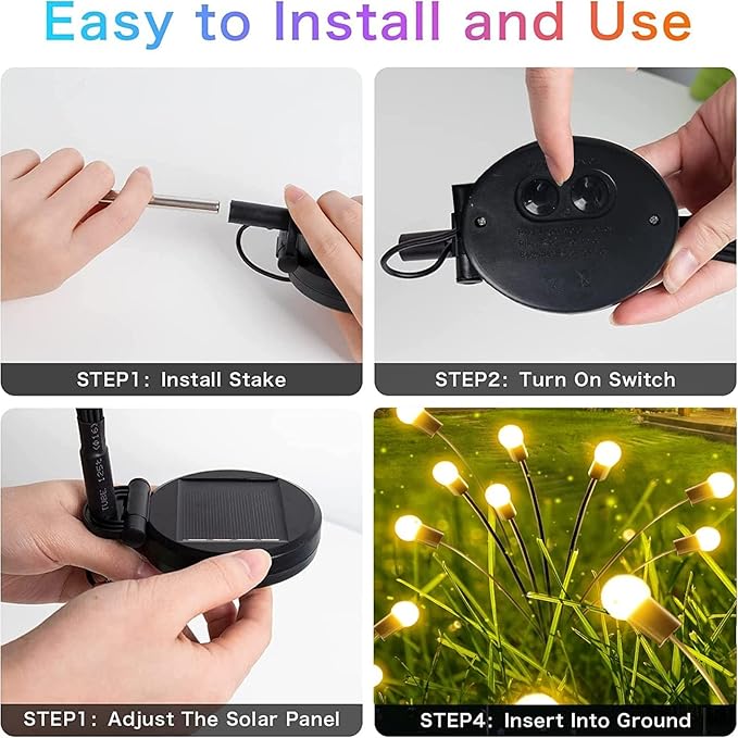 10-Pack Solar Garden Lights, 80 LED Solar Lights Outdoor for Garden Decor, Waterproof Firefly Light Outdoor (Sway by Wind), Swaying Light for Outside Yard Pathway Landscape Decorations (Warm White) Albelt