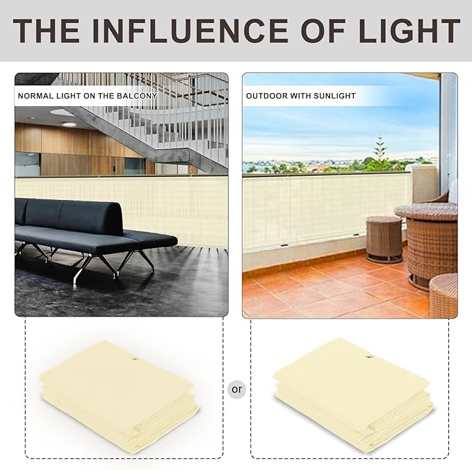LOVE STORY Custom Size 3'x33' Butter Cream Balcony Privacy Screen,UV Block Privacy Fence Screen,90% Shield for Outdoor Pool Garden Apartment Railing LOVESTORY