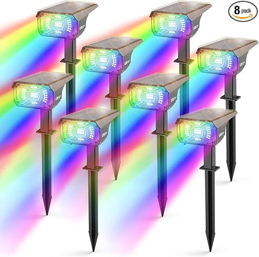 Solar Spotlights Outdoor, 40 LED s Color Changing RGB Waterproof Landscape Lights with 9 Light Modes, Colored Solar Spot Lights Auto On/Off, for Pathway Garden Pool Patio Yard LEREKAM