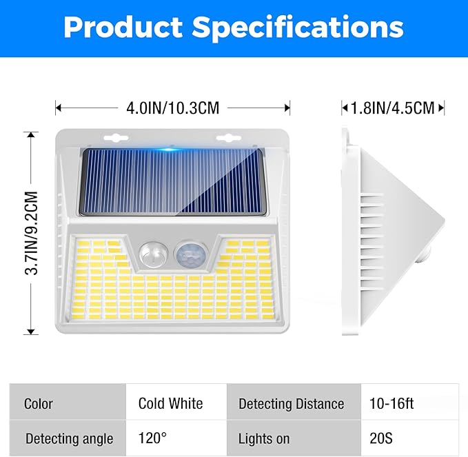 Peasur Solar Lights Outdoor Motion Sensor Waterproof, 6Pack 140LED White Solar Powered Fence Lights, 3 Modes Security Wall Lights for Garden Yard Outside Warm Peasur