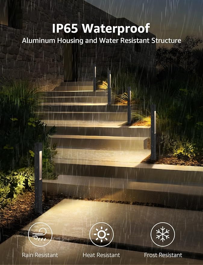 SUNVIE 3W Low Voltage Pathway Lights 3000K LED Low Voltage Landscape Lights 12V Waterproof Landscape Path Lights Low Voltage Landscape Lighting for Walkway Yard Backyard Garden ETL Listed Cord, 4 Pack SUNVIE