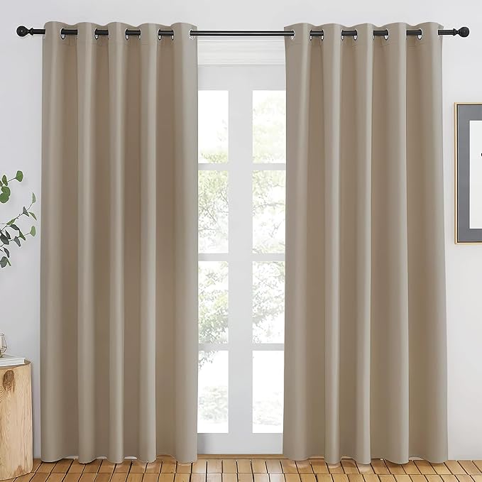 NICETOWN Taupe Blackout Curtains 84 inch Length, Grommet Top Room Darkening Drapes for Bedroom Living Room, Light Blocking Window Covering for Privacy (W66 x L84 Inch, 1 Panel) NICETOWN