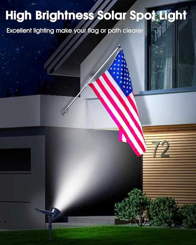 DBF Solar Outdoor Lights, 600LM Solar Spot Lights Outdoor Waterproof with 2 Lighting Modes, Adjustable Head & Solar Panel Landscape Spotlights for Flag Garden Yard Driveway Patio(Cool White, 4 Pack) DBF