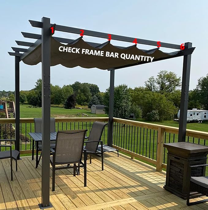 Pergola Shade Cover Replacement Canopy Top Compatible with 10 X 10 ft 6-Bar Pergola Frames - Gray (Canopy Size 116" W x 95" L, Canopy Top Only) Rootora