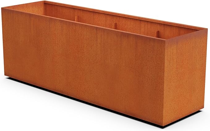 Plantercraft Large Rectangular Planters for Outdoor Plants - 84x24x30 Inch Extra Large Corten Steel Planter Box for Modern Landscape Design - Metal Raised Garden Bed Plantercraft