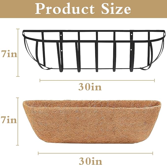 2pack 30-inch Window Sill Window Railing Planters with Cocoa Liner for Outdoor Balconies, Porches, Fences, Patio Railings SMYAXUNW