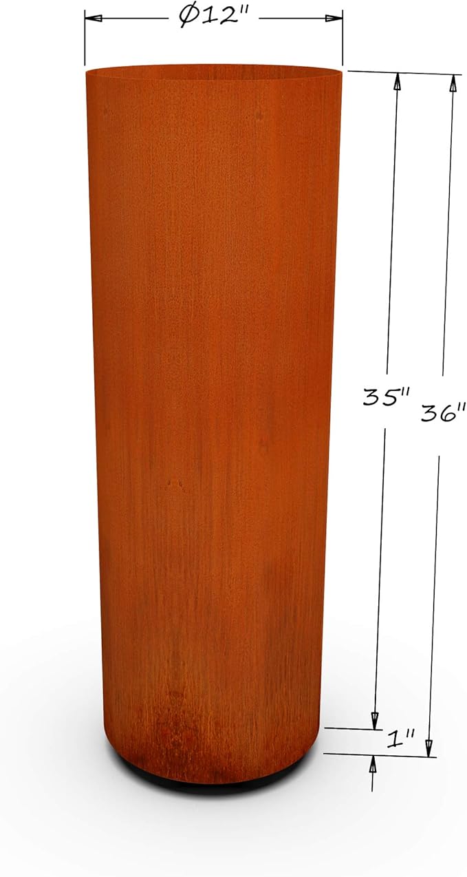 PLANTERCRAFT Corten Steel Metal Planter Box, Round Sizes, Modern Garden Steel planters for Commercial and Residential Outdoor Use. Plantercraft