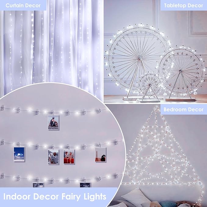 66Ft 200LED Fairy Lights Plug in with Remote, Waterproof String Lights Outdoor & Indoor 8 Modes with Timer, LED Twinkle Lights for Girl's Room Garden Patio Halloween Christmas Decorations (Cool White) BHCLIGHT