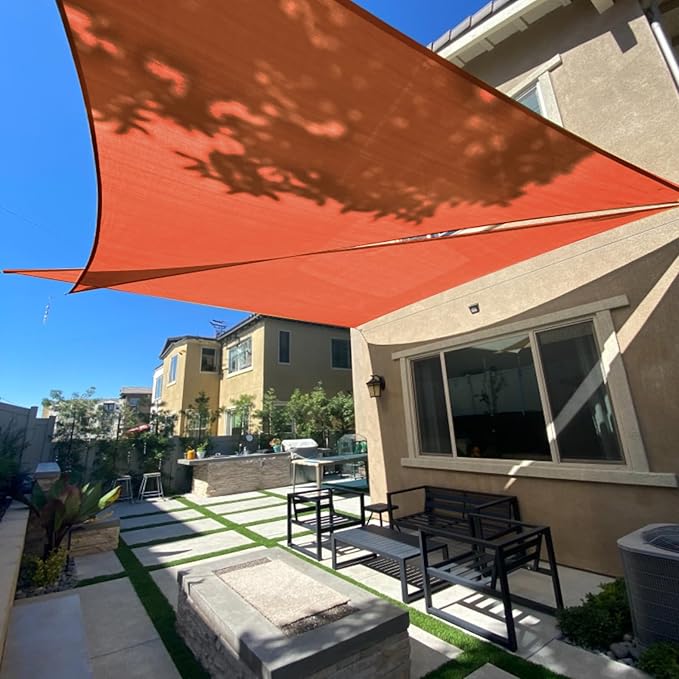 SUNLAX Sun Shade Sail 12' x 14' x 18.4' Terra Red Rectangle Canopy Sail Shade Cover UV Block Permeable Sunshade Outdoor for Patio Backyard Deck Pergola (We Make Custom Size) SUNLAX