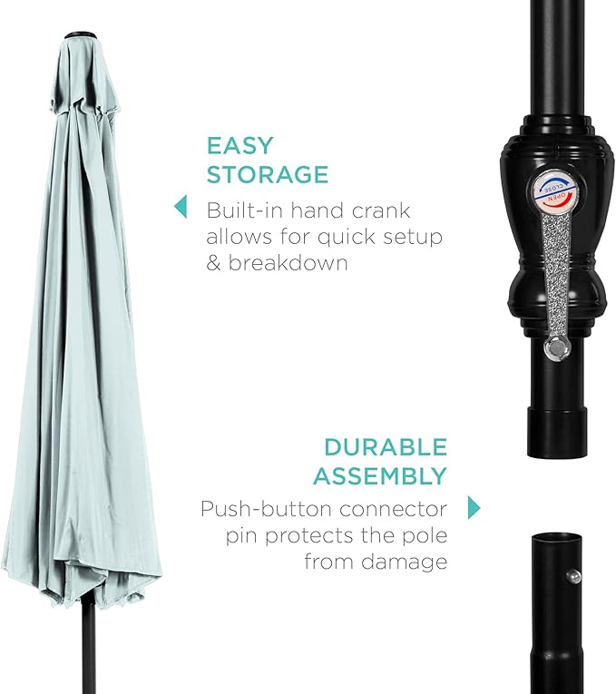Best Choice Products 10ft Outdoor Table Compatible Steel Polyester Market Patio Umbrella w/Crank and Easy Push Button Tilt BestChoiceProducts