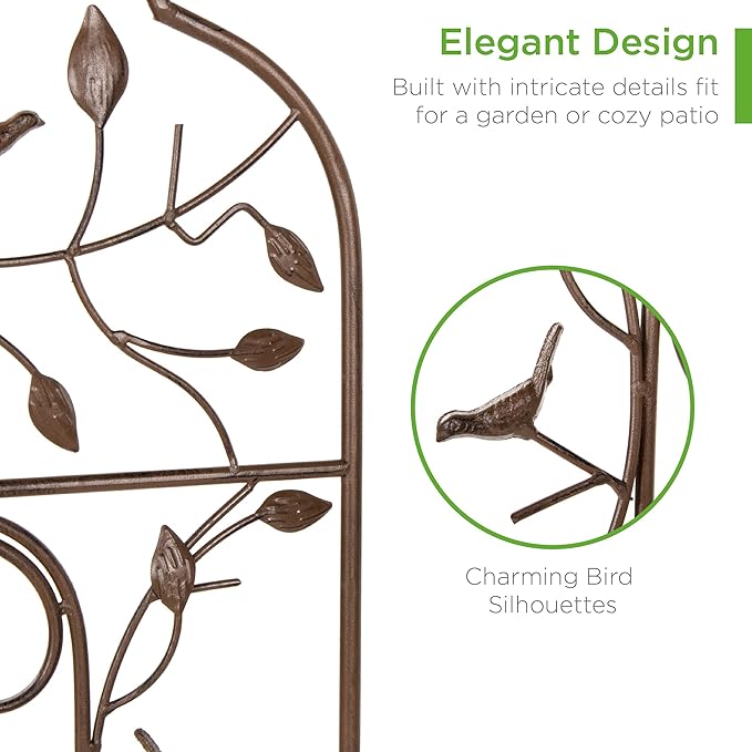 Best Choice Products Set of 2 60x15-inch Iron Arched Garden Trellis w/Branches, Birds for Lawn, Garden, Backyard, Climbing Plants BestChoiceProducts