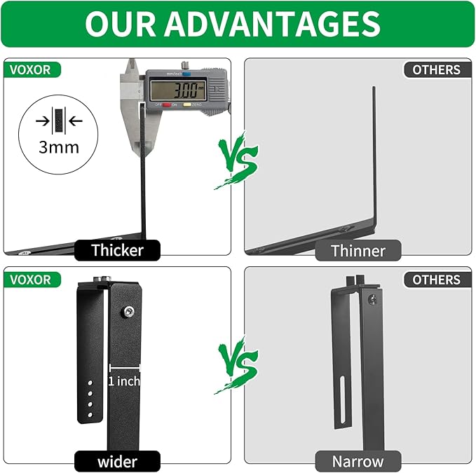 Window Box Brackets, Adjustable Planter Box Brackets, Heavy Duty Iron Flower Box Brackets for Railings, with Enhanced Bottom Support - Perfect for Balconies, Fences, and Gardens (Black, 2 Pack) VOXOR
