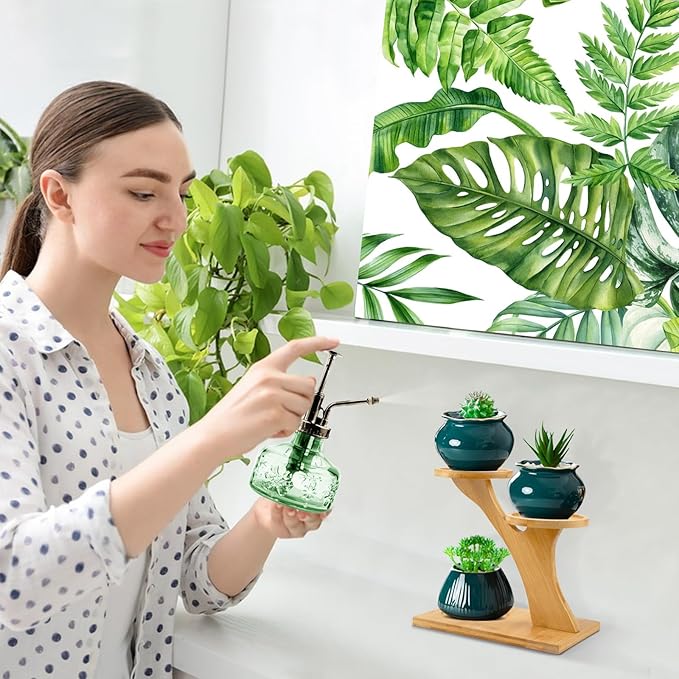 XXXFLOWER Bamboo Plant Stand ,3 Tiers Indoor Succulent Windowsill Shelf - Small Tabletop Plant Holder for Home, Office, Living Room, Bedroom Decoration 1pc XXXFLOWER