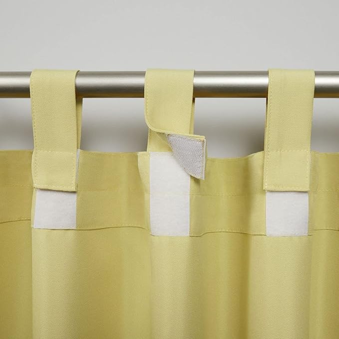 Exclusive Home Cabana Solid Indoor/Outdoor Light Filtering Hook-and-Loop Tab Top Curtain Panel Pair, 54"x63", Sundress Exclusive+Home
