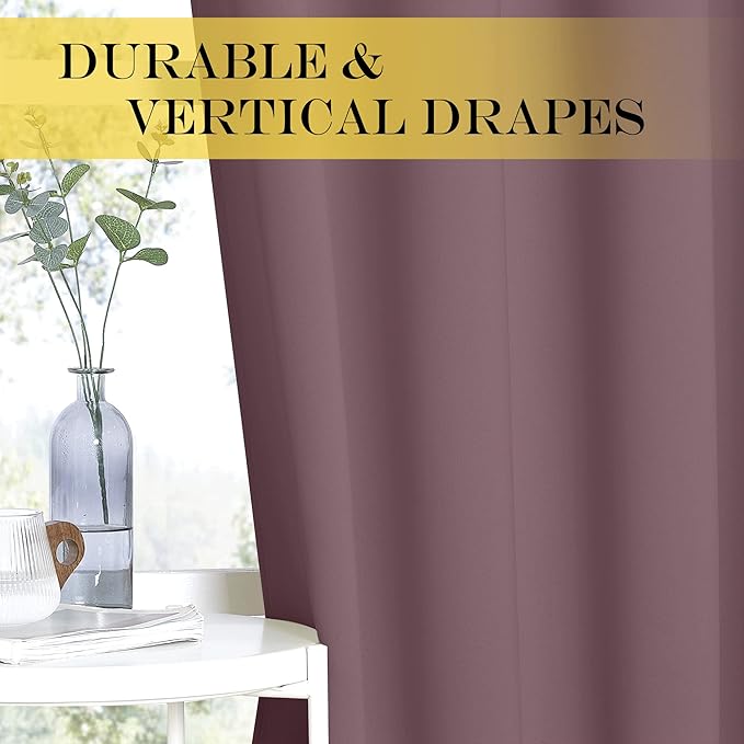NICETOWN Short Blackout Curtains for Bathroom - Sound Reducing Window Treatment Thermal Insulated Grommet Vertical Drapes for Kitchen/Cafe/Nursery, Dry Rose, 1 Panel, W52 x L45 NICETOWN