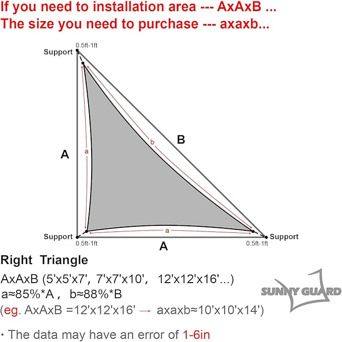 SUNNY GUARD Custom Size 9'x20'x20' Triangle Graphite Grey UV Block Sunshade for Backyard Yard Deck Patio Garden Outdoor Activities and Facility(Customized) SUNNYGUARD