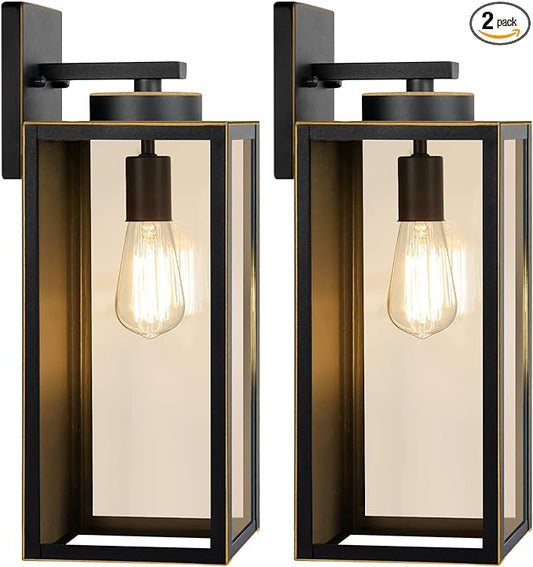 Large Size Outdoor Wall Light Fixtures, Exterior Lighting Fixtures Porch Sconces Wall Mounted, Waterproof Bronze Outdoor Wall Lanterns Lamps, Outside Lights for House Patio Front Door Entryway, 2-Pack BringYouBrightFuture