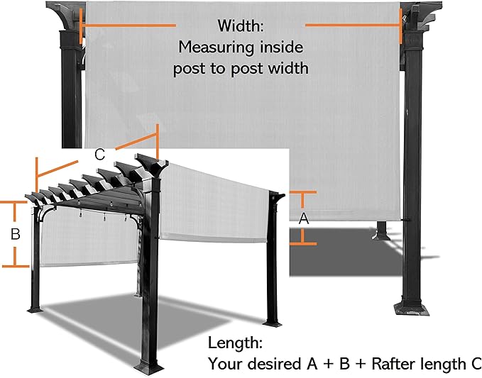 Universal Pergola Replacement Canopy Shade Cover with Breathable HDPE Fabric & Rod Pockets for 10 x 10 FT Pergola, Canopy Size: 192'' L x 106'' W (Walnut) ALIONHOME