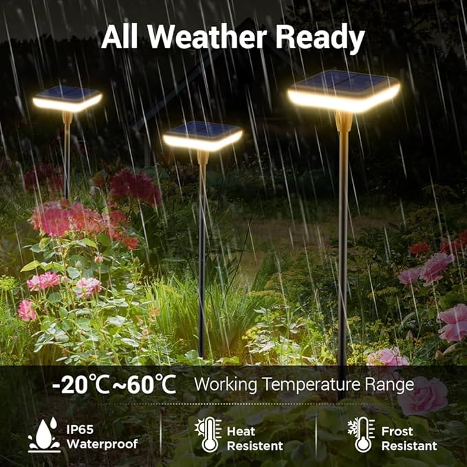 Solar Lights Outdoor Garden 4 Pack Solar Pathway Light 31" Tall Solar Landscape Lights 34LM Bright Up to 12H IP65 Waterproof Auto On/Off for Walkway Outside Yard Path Patio Lawn Flower Bed plant Decor Ainostone