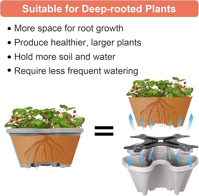 GameXcel Vertical Planter 6 Tier Stackable Planters Garden Planters Strawberry Herb Flower and Vegetable Planter Indoor Outdoor Gardening Pots with Removable Wheels and Tools 2-Pack GameXcel